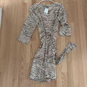 H&M Zebra Print Long Sleeve Dress NWT
